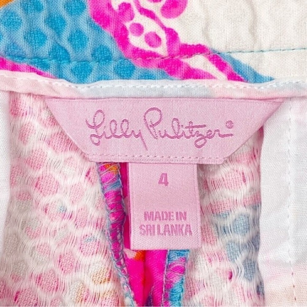 Lilly Pulitzer Adie Shorely Blue Feeling Tanked Cotton Pique Shorts Size 4 - Picture 7 of 9